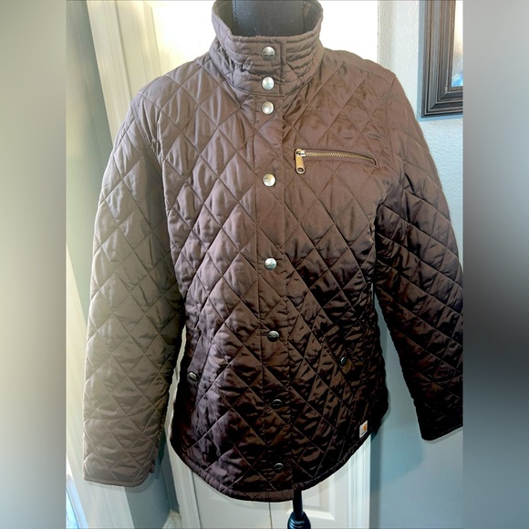 CARHARTT QUILTED WOMENS JACKET S BROWN - Picture 1 of 9